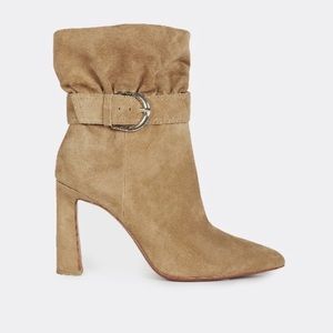 Joie Alby tan buckled suede booties